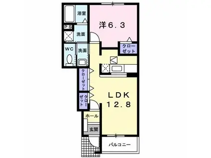 グレイス・ヴィラA(1LDK/1階)の間取り写真