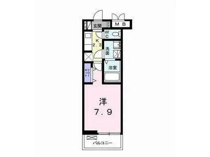 グランフェリシア(1K/2階)の間取り写真