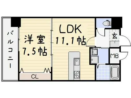 NO.65クロッシングタワーORIENT.BLD(1LDK/16階)の間取り写真
