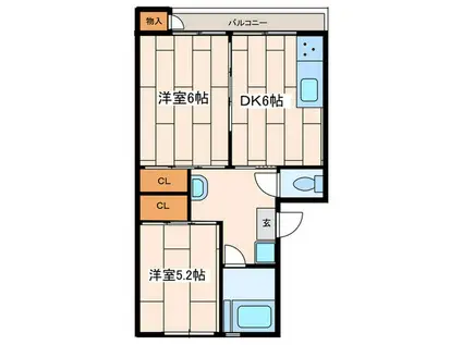 栄昇ハイツ(2DK/4階)の間取り写真