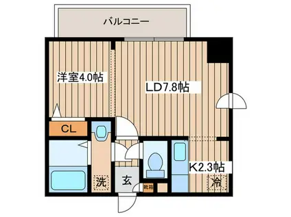 パルティーレ平岸(1LDK/4階)の間取り写真