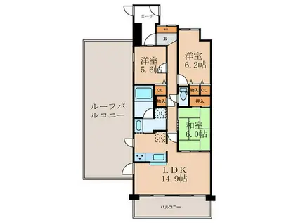 デルパ醍醐 (3LDK/6階)の間取り写真