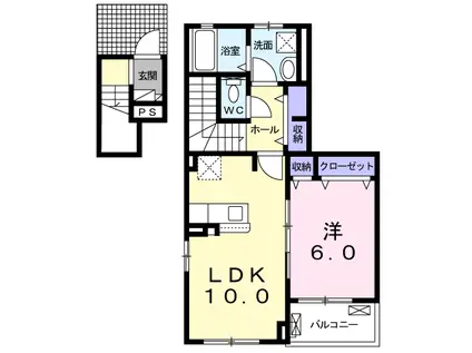 ラ・フェリ0-チェ A (1LDK/2階)の間取り写真