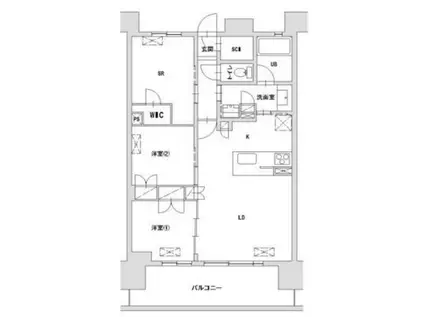 八王子レジデンス(2SLDK/6階)の間取り写真