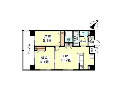 エーエス日暮里(2LDK/6階)の間取り写真