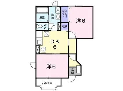 ビリーヴ III(2DK/1階)の間取り写真