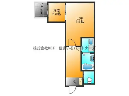アルテ久留米(1LDK/2階)の間取り写真