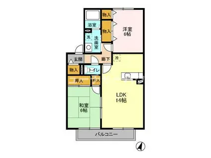 シャインメモリー館 ABCDE E(2LDK/2階)の間取り写真