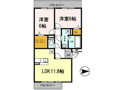 プリンシプルIII(2LDK/2階)の間取り写真