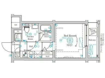 MIND 武蔵中原(1K/3階)の間取り写真