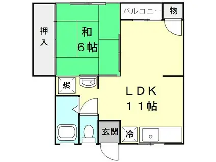 プレゼンス紀伊II(1LDK/1階)の間取り写真