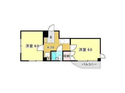 マンション大原(2K/2階)の間取り写真