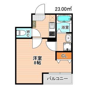 クレフラスト新城(1K/1階)の間取り写真