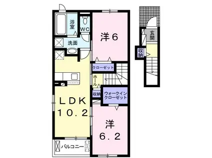 リヴァージュA(2LDK/2階)の間取り写真
