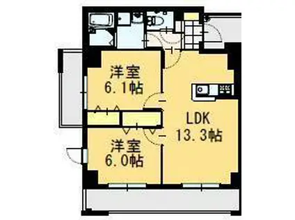 ラフィーネコート(2LDK/5階)の間取り写真