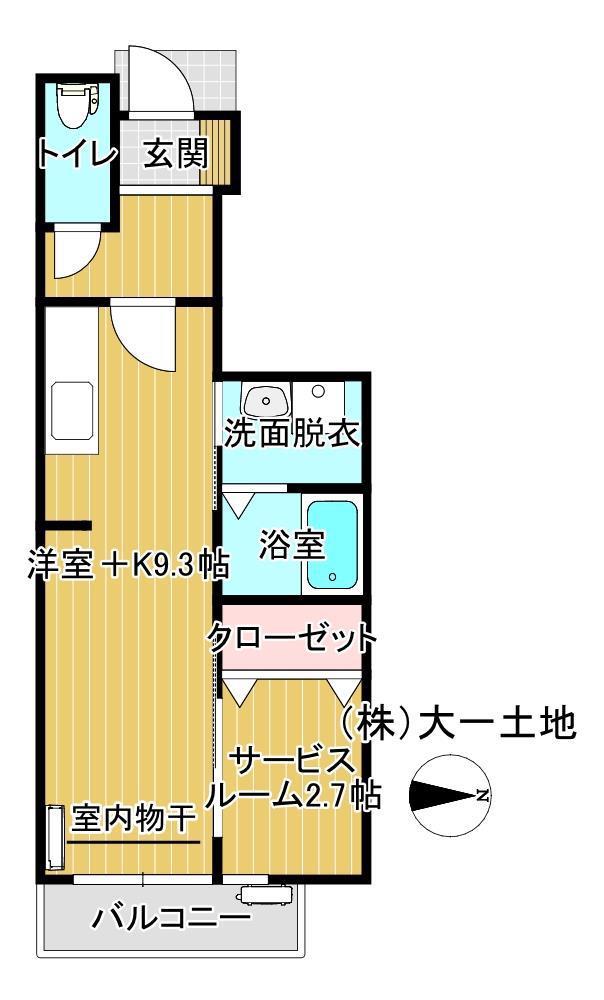 イーストA(1SK/1階)の間取り写真