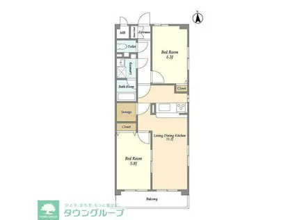 ウッドフィールド久が原(2LDK/2階)の間取り写真