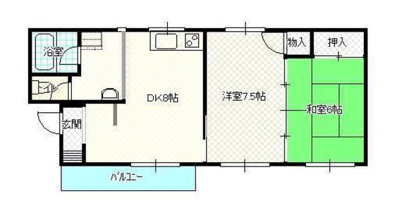 リバーハイツイシダ(2LDK/3階)の間取り写真