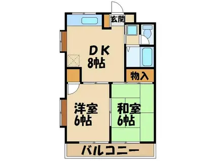 山路ハイム狭山(2DK/2階)の間取り写真