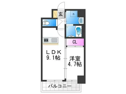 GM KOHAMA(1LDK/10階)の間取り写真