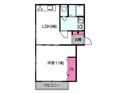 コーポ神路(1LDK/3階)の間取り写真