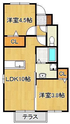 グラシューズ メゾン(2LDK/1階)の間取り写真