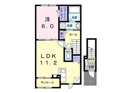 ゆいの杜5丁目アパート(1LDK/2階)の間取り写真