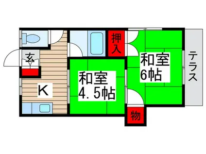 ドウェル白樺(2K/1階)の間取り写真