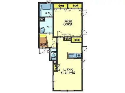 トラモント(1LDK/1階)の間取り写真