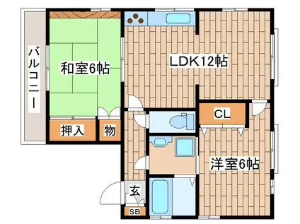 市岡マンションII(2LDK/3階)の間取り写真