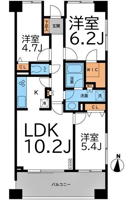 CASSIA横濱ガーデン山(3LDK/1階)の間取り写真