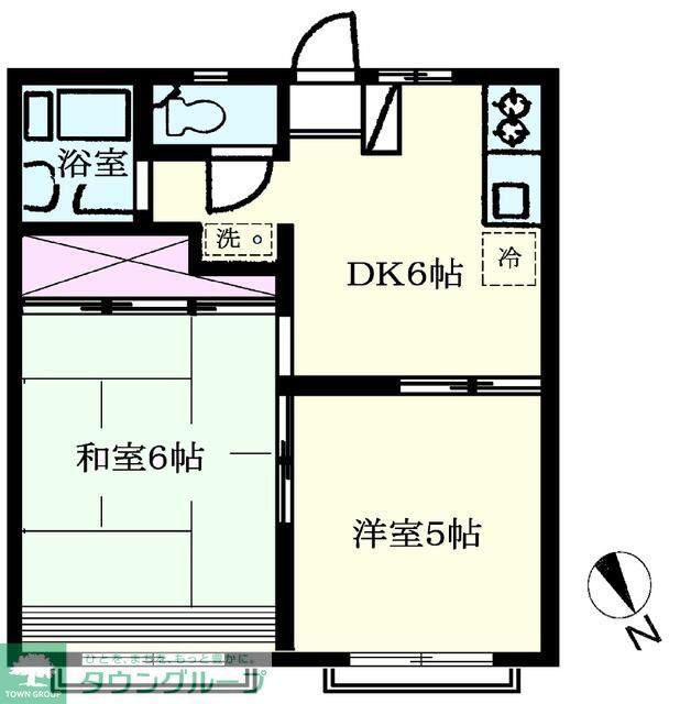 パーシモンハイツ(2DK/2階)の間取り写真