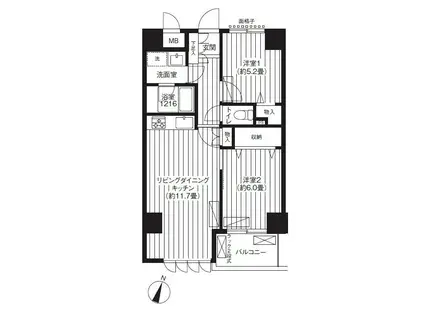 ハイキャスト大山(2LDK/3階)の間取り写真