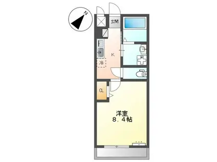 ヴィンヤード(1K/2階)の間取り写真