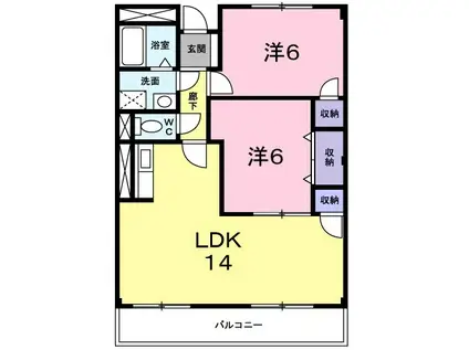 エグゼカーサ(2LDK/1階)の間取り写真