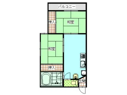 井駒ハイツ(2DK/2階)の間取り写真