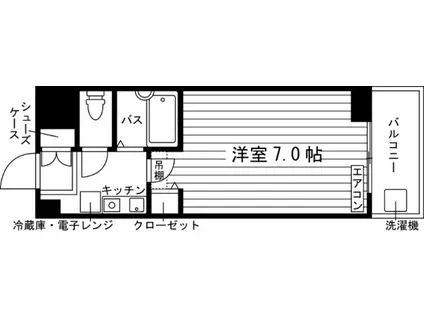 コリナベルデ深草(1K/1階)の間取り写真