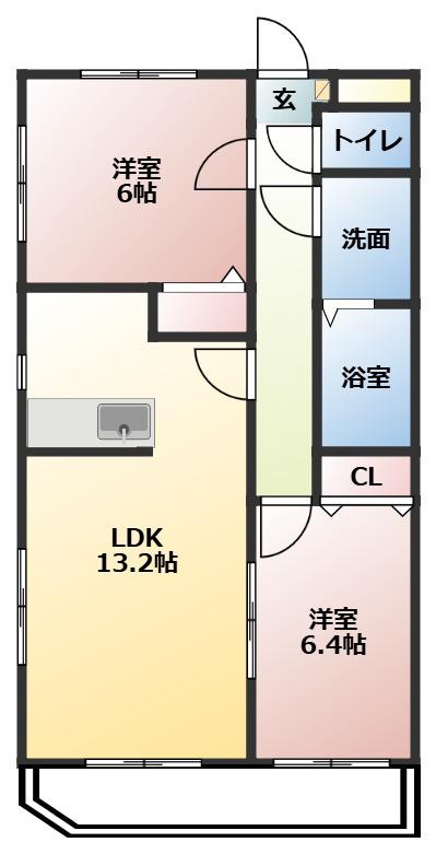 COMFORT PALACE(2LDK/2階)の間取り写真