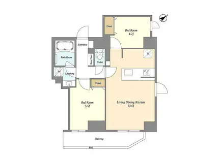 リテラス浅草橋イースト(2LDK/14階)の間取り写真