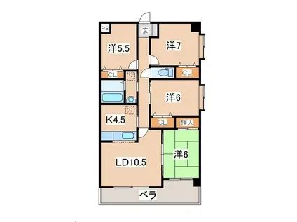 HKIマンション東見前(4LDK/6階)の間取り写真