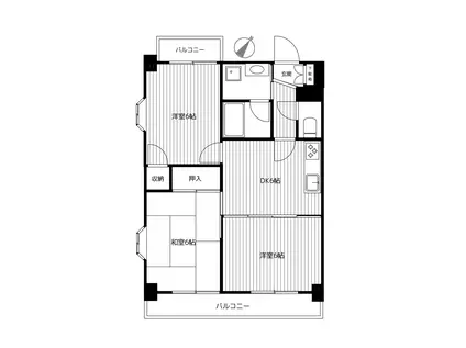 タワーコーポトヤ(2LDK/6階)の間取り写真
