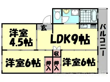 レナート長滝(3LDK/1階)の間取り写真