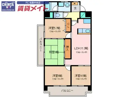 センチュリーハイランド(4LDK/4階)の間取り写真