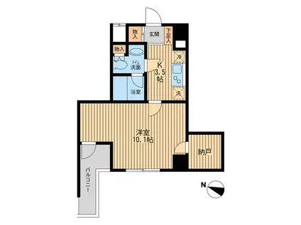 ユニフォート目黒中町(1K/4階)の間取り写真