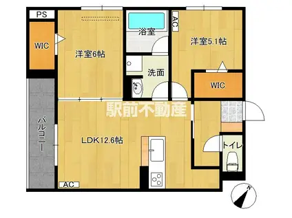 D-ROOM板付(2LDK/3階)の間取り写真