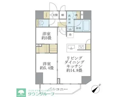 アジールコート町屋(2LDK/13階)の間取り写真