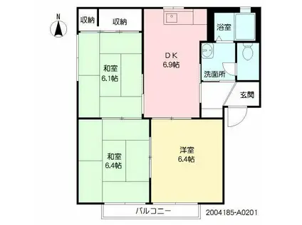 アビーロード A棟 A(2LDK/2階)の間取り写真