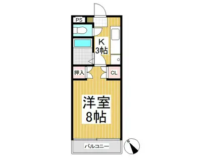 Mグリーンパーク(1K/1階)の間取り写真