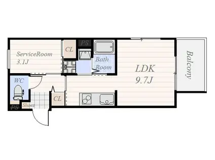PLAIN CIEL 燈(1LDK/2階)の間取り写真