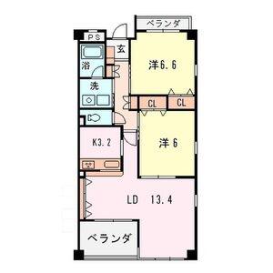リジェールA棟(2LDK/3階)の間取り写真